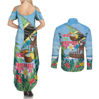 Tanzania Christmas Couples Matching Summer Maxi Dress and Long Sleeve Button Shirt Heri ya Krismasi - Wonder Print Shop