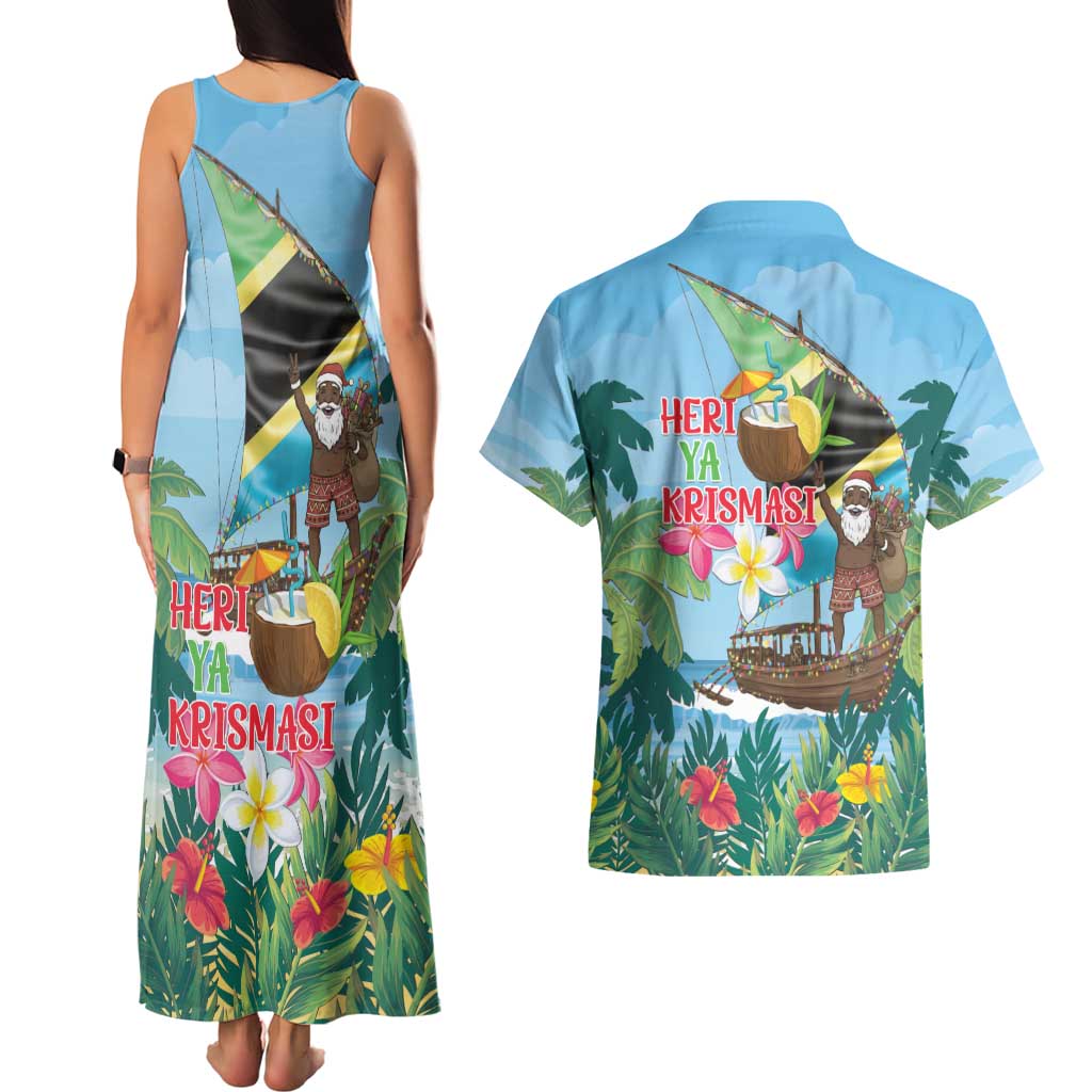 Tanzania Christmas Couples Matching Tank Maxi Dress and Hawaiian Shirt Heri ya Krismasi - Wonder Print Shop