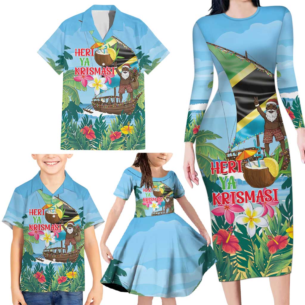 Tanzania Christmas Family Matching Long Sleeve Bodycon Dress and Hawaiian Shirt Heri ya Krismasi - Wonder Print Shop