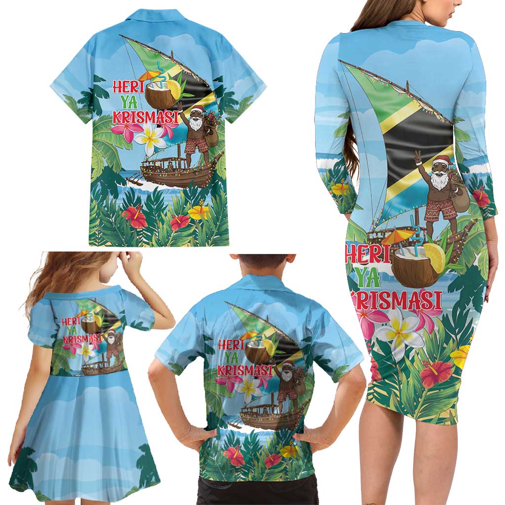 Tanzania Christmas Family Matching Long Sleeve Bodycon Dress and Hawaiian Shirt Heri ya Krismasi - Wonder Print Shop