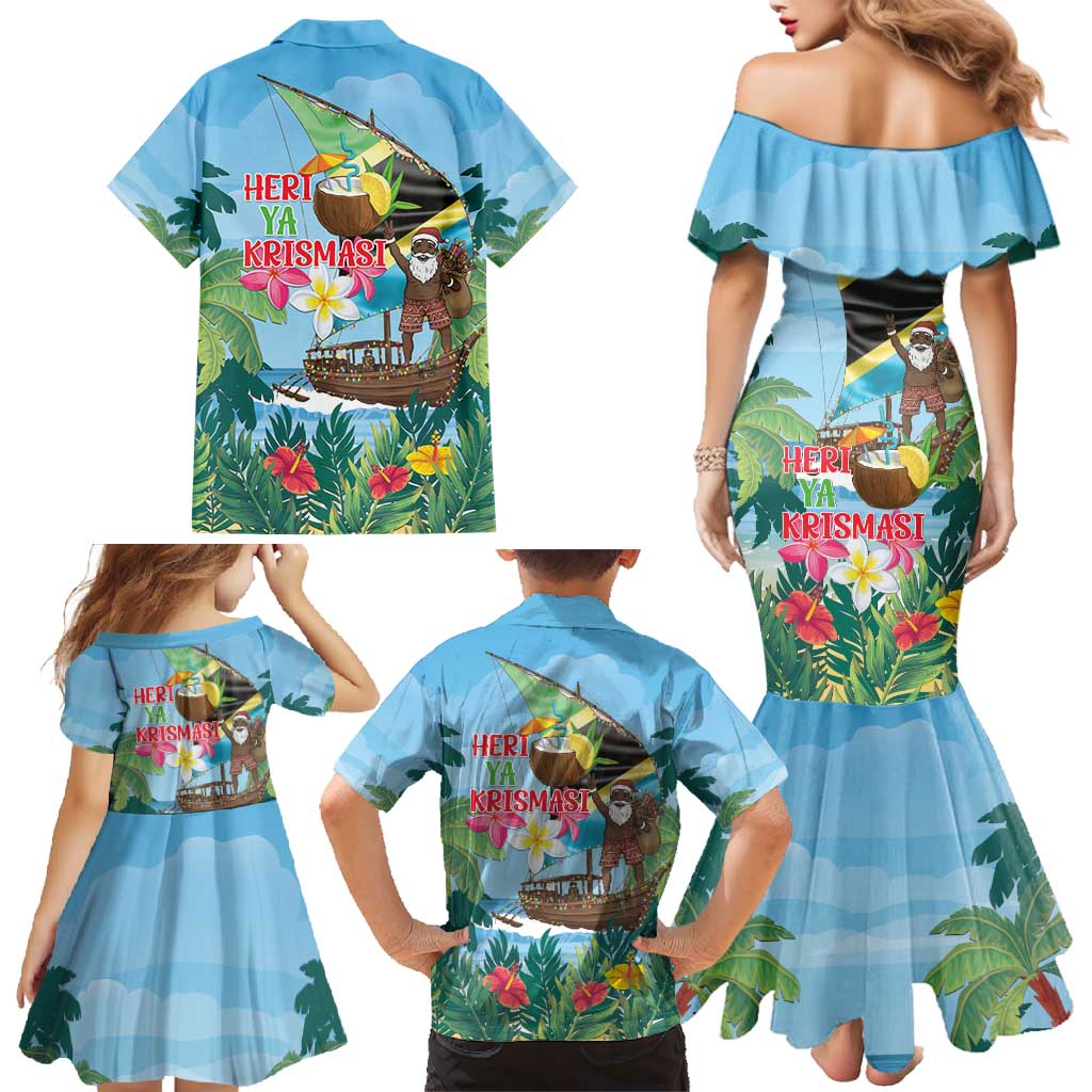Tanzania Christmas Family Matching Mermaid Dress and Hawaiian Shirt Heri ya Krismasi - Wonder Print Shop