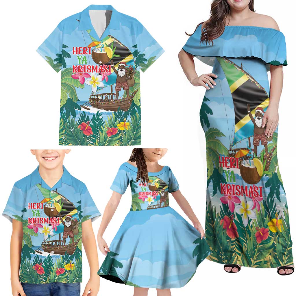 Tanzania Christmas Family Matching Off Shoulder Maxi Dress and Hawaiian Shirt Heri ya Krismasi - Wonder Print Shop