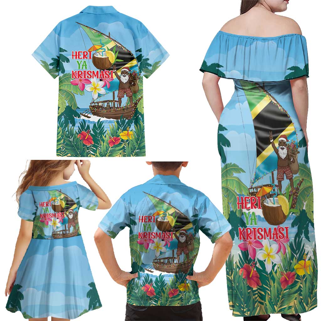 Tanzania Christmas Family Matching Off Shoulder Maxi Dress and Hawaiian Shirt Heri ya Krismasi - Wonder Print Shop