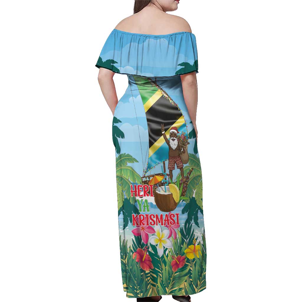 Tanzania Christmas Family Matching Off Shoulder Maxi Dress and Hawaiian Shirt Heri ya Krismasi - Wonder Print Shop