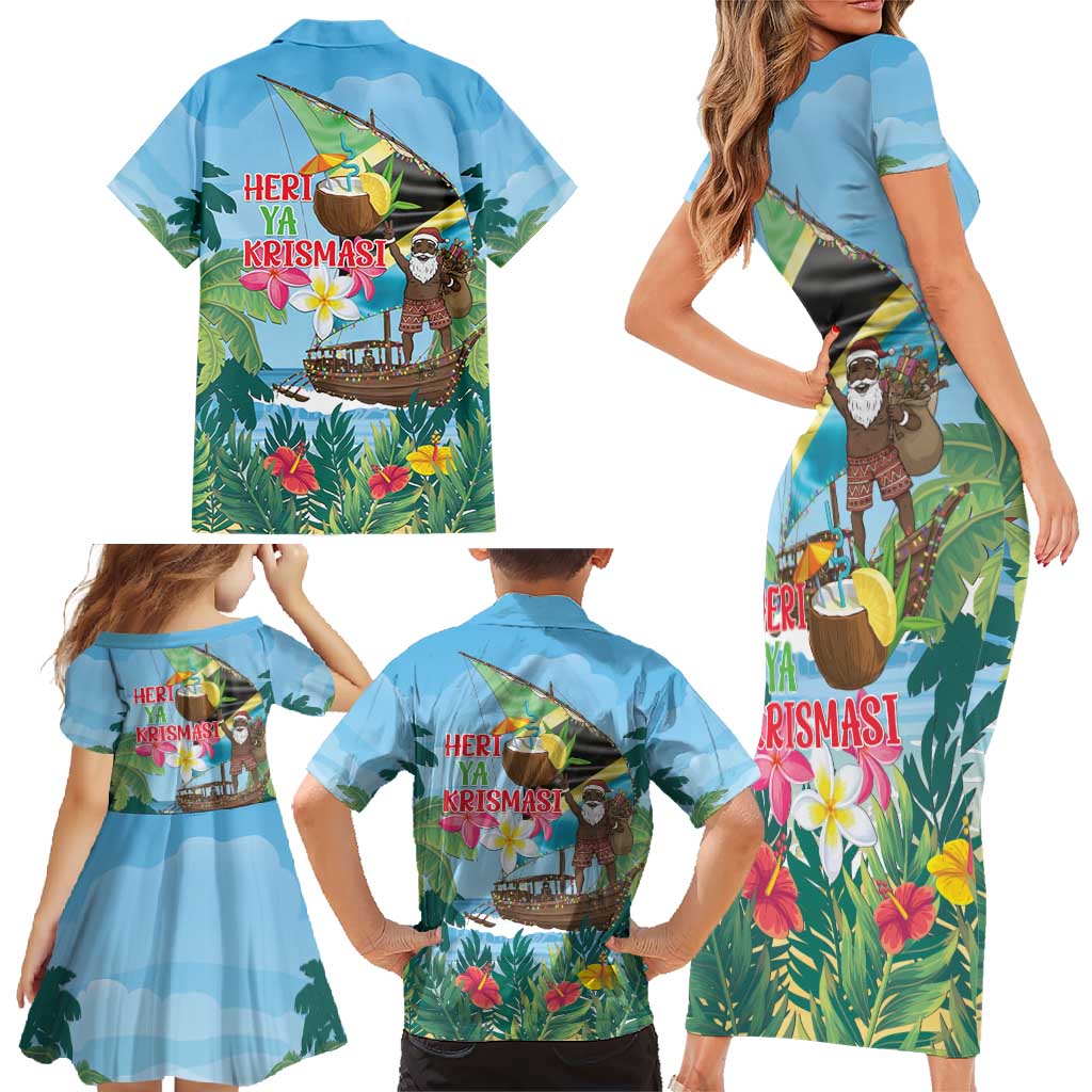 Tanzania Christmas Family Matching Short Sleeve Bodycon Dress and Hawaiian Shirt Heri ya Krismasi - Wonder Print Shop