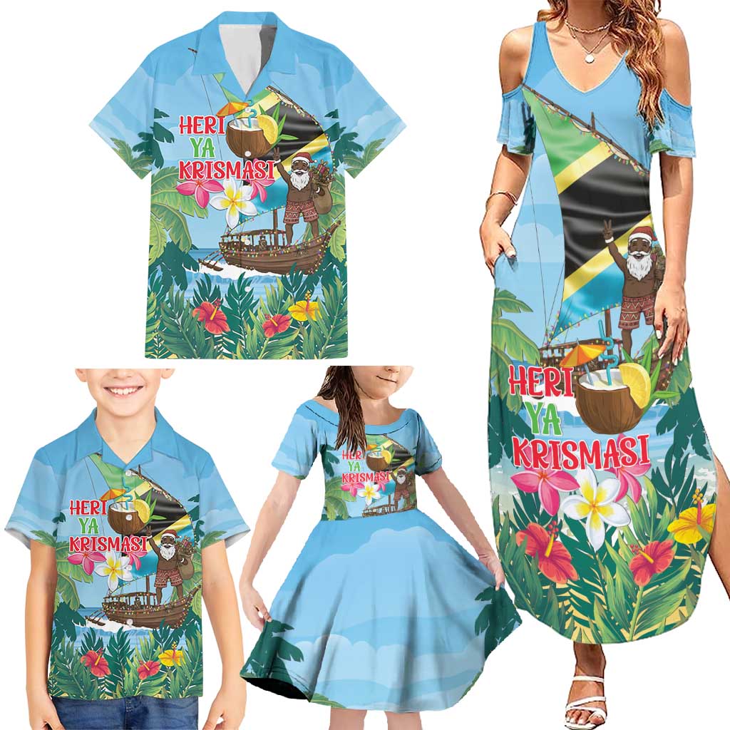 Tanzania Christmas Family Matching Summer Maxi Dress and Hawaiian Shirt Heri ya Krismasi - Wonder Print Shop