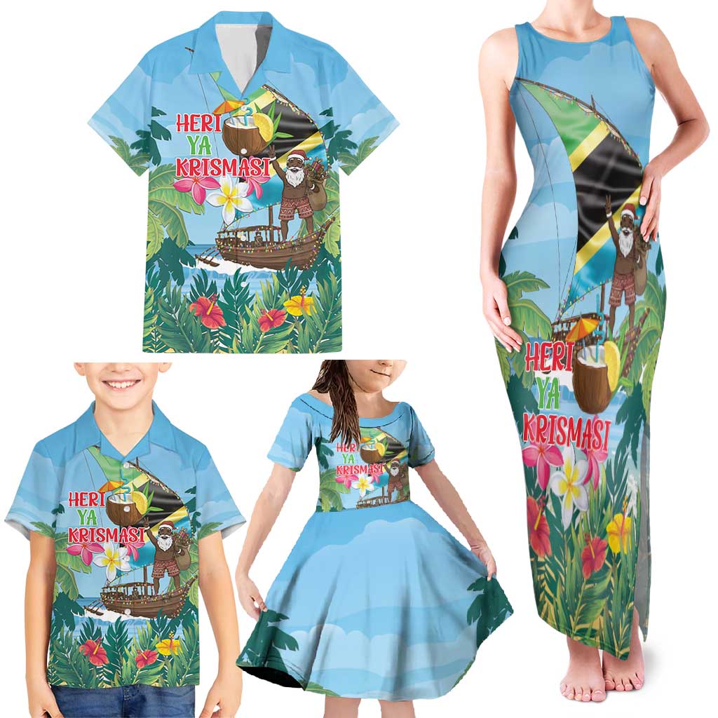 Tanzania Christmas Family Matching Tank Maxi Dress and Hawaiian Shirt Heri ya Krismasi - Wonder Print Shop