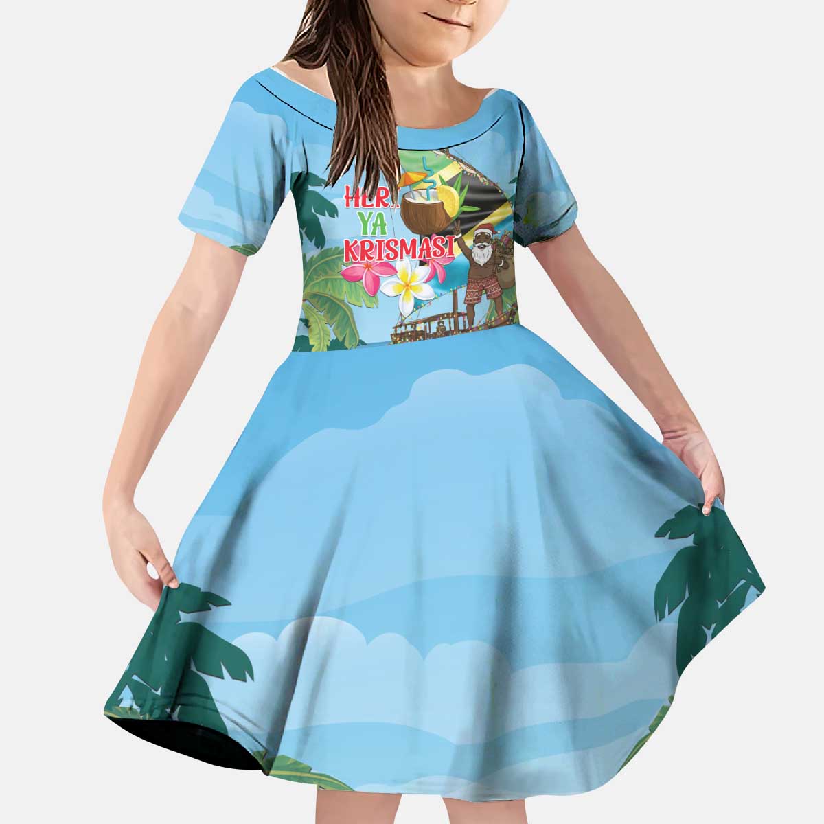Tanzania Christmas Kid Short Sleeve Dress Heri ya Krismasi - Wonder Print Shop