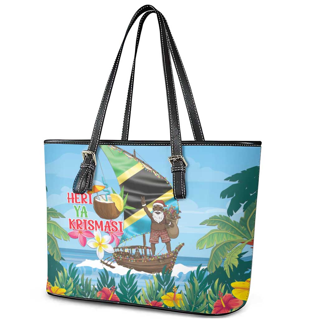Tanzania Christmas Leather Tote Bag Heri ya Krismasi - Wonder Print Shop