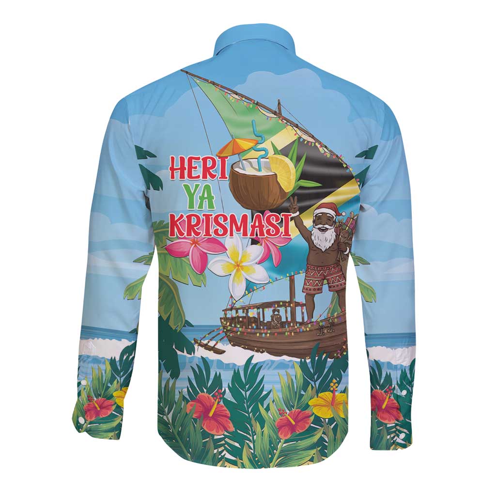 Tanzania Christmas Long Sleeve Button Shirt Heri ya Krismasi - Wonder Print Shop