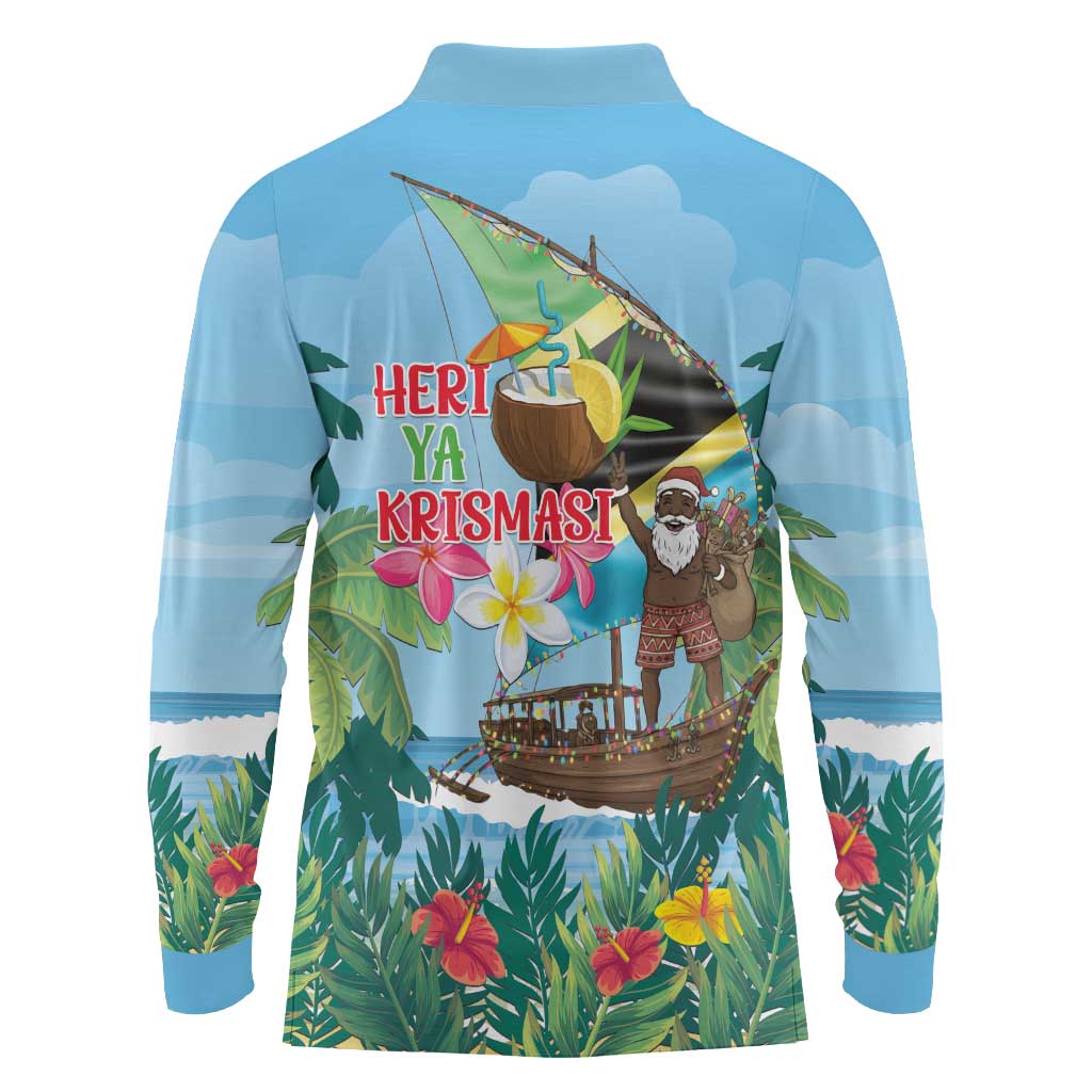 Tanzania Christmas Long Sleeve Polo Shirt Heri ya Krismasi - Wonder Print Shop