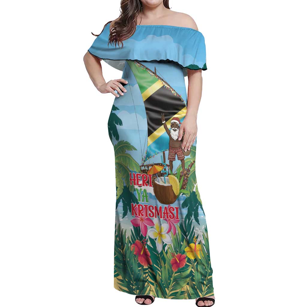 Tanzania Christmas Off Shoulder Maxi Dress Heri ya Krismasi - Wonder Print Shop