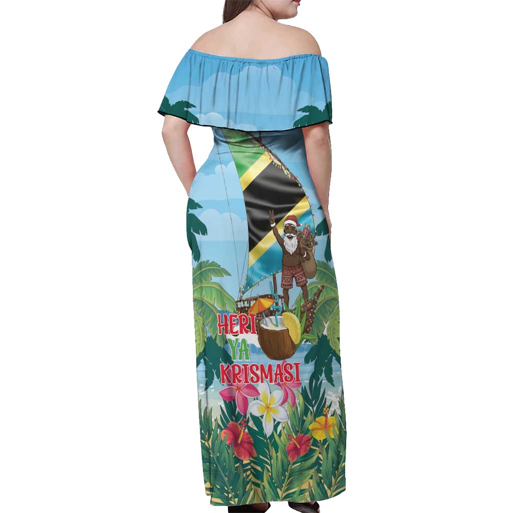 Tanzania Christmas Off Shoulder Maxi Dress Heri ya Krismasi - Wonder Print Shop