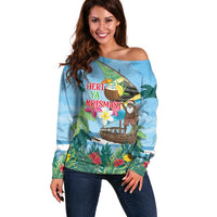 Tanzania Christmas Off Shoulder Sweater Heri ya Krismasi - Wonder Print Shop