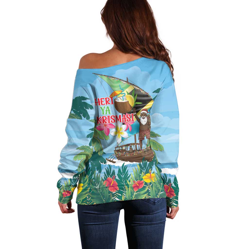 Tanzania Christmas Off Shoulder Sweater Heri ya Krismasi - Wonder Print Shop