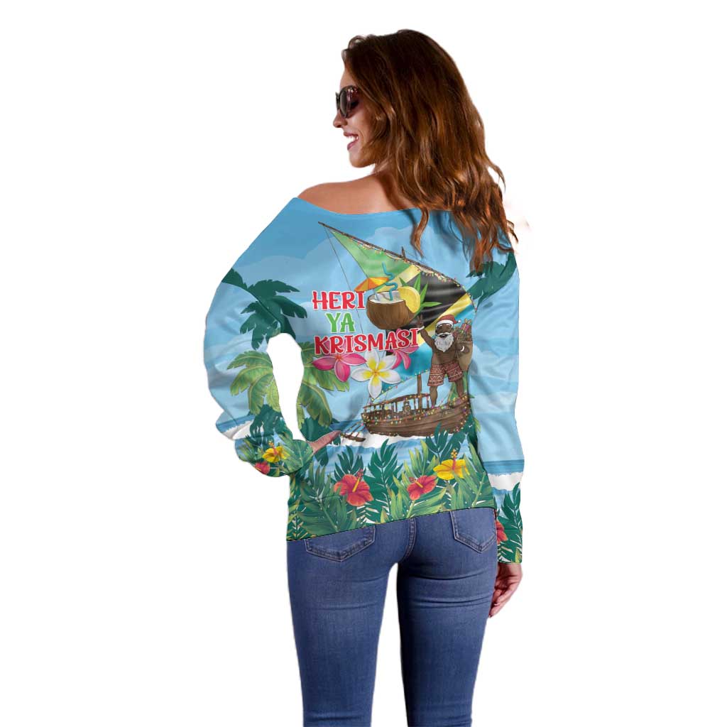 Tanzania Christmas Off Shoulder Sweater Heri ya Krismasi - Wonder Print Shop