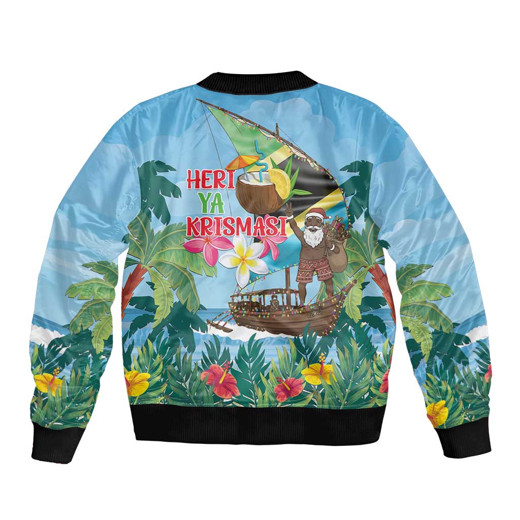 Tanzania Christmas Sleeve Zip Bomber Jacket Heri ya Krismasi - Wonder Print Shop