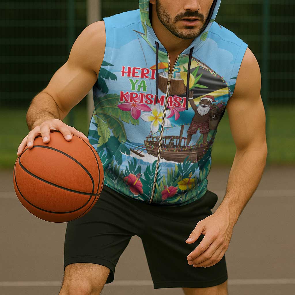 Tanzania Christmas Sleeveless Zip Hoodie Heri ya Krismasi - Wonder Print Shop
