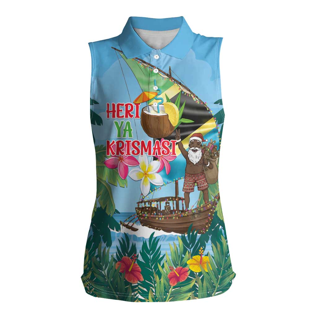 Tanzania Christmas Women Sleeveless Polo Shirt Heri ya Krismasi - Wonder Print Shop