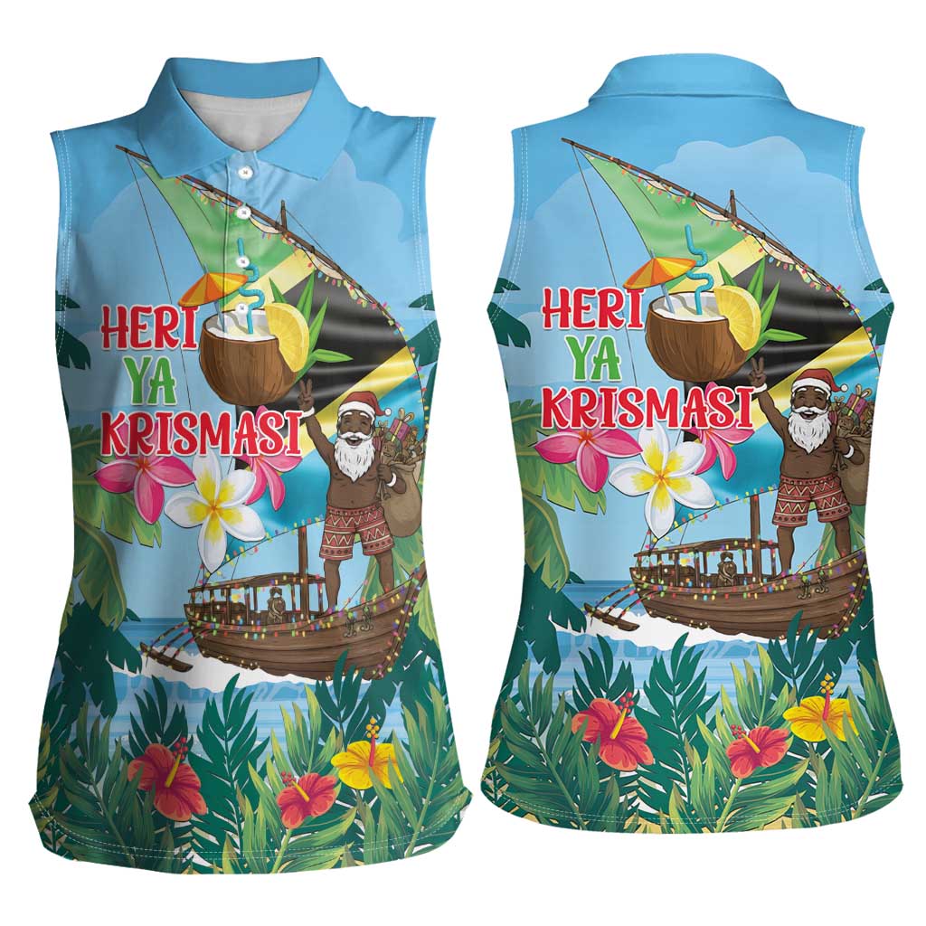 Tanzania Christmas Women Sleeveless Polo Shirt Heri ya Krismasi - Wonder Print Shop