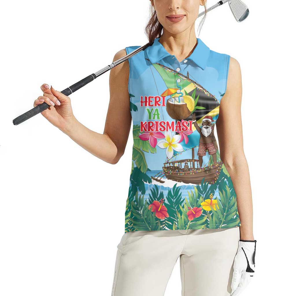 Tanzania Christmas Women Sleeveless Polo Shirt Heri ya Krismasi - Wonder Print Shop