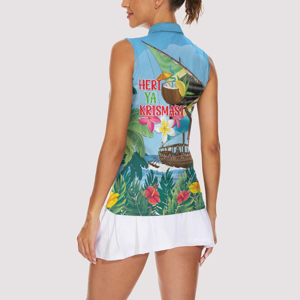 Tanzania Christmas Women Sleeveless Polo Shirt Heri ya Krismasi - Wonder Print Shop