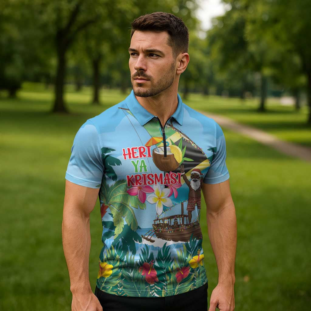Tanzania Christmas Zipper Polo Shirt Heri ya Krismasi - Wonder Print Shop