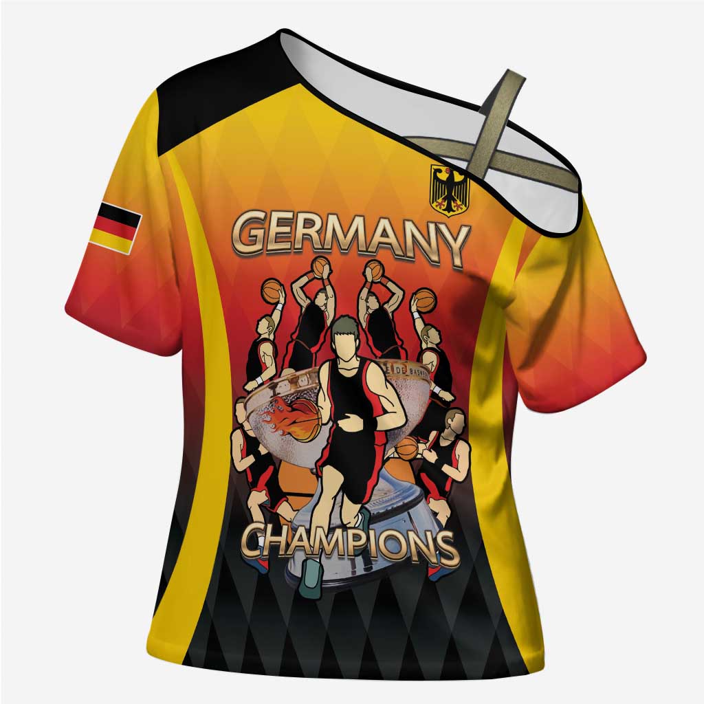 Custom Germany Basketball Cross Shoulder Shirt European Champions 2025 - Wonder Print Shop