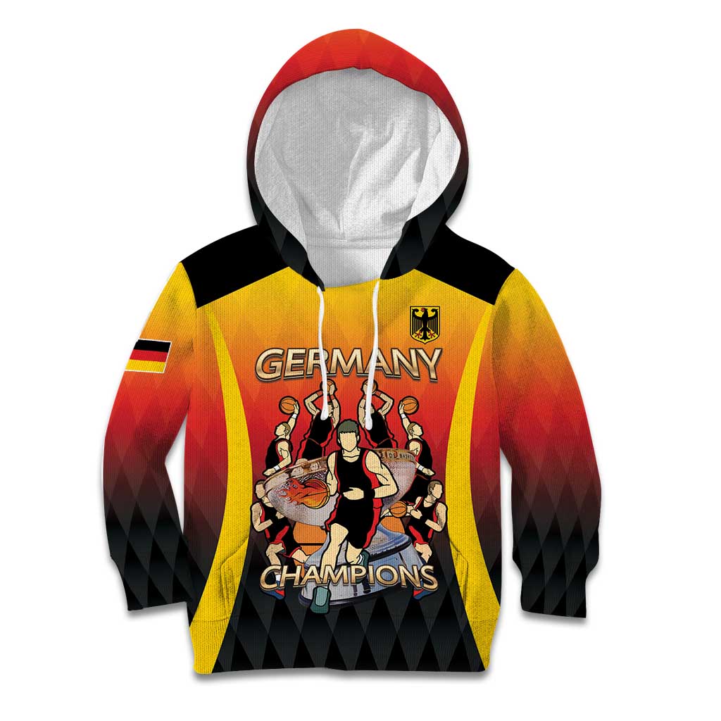 Custom Germany Basketball Kid Hoodie European Champions 2025 - Wonder Print Shop