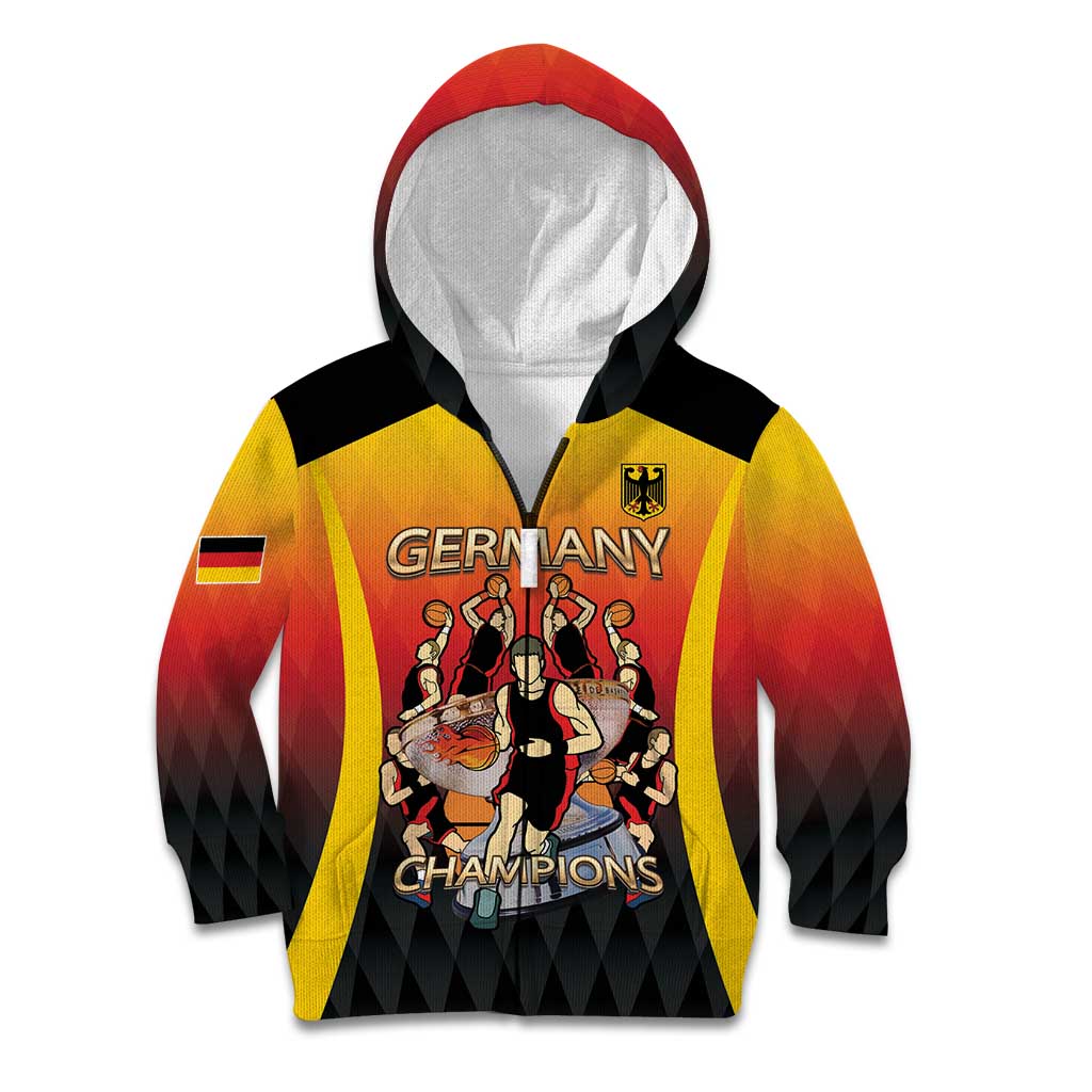 Custom Germany Basketball Kid Hoodie European Champions 2025 - Wonder Print Shop