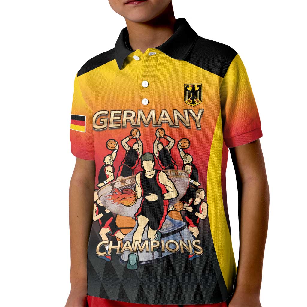 Custom Germany Basketball Kid Polo Shirt European Champions 2025 - Wonder Print Shop
