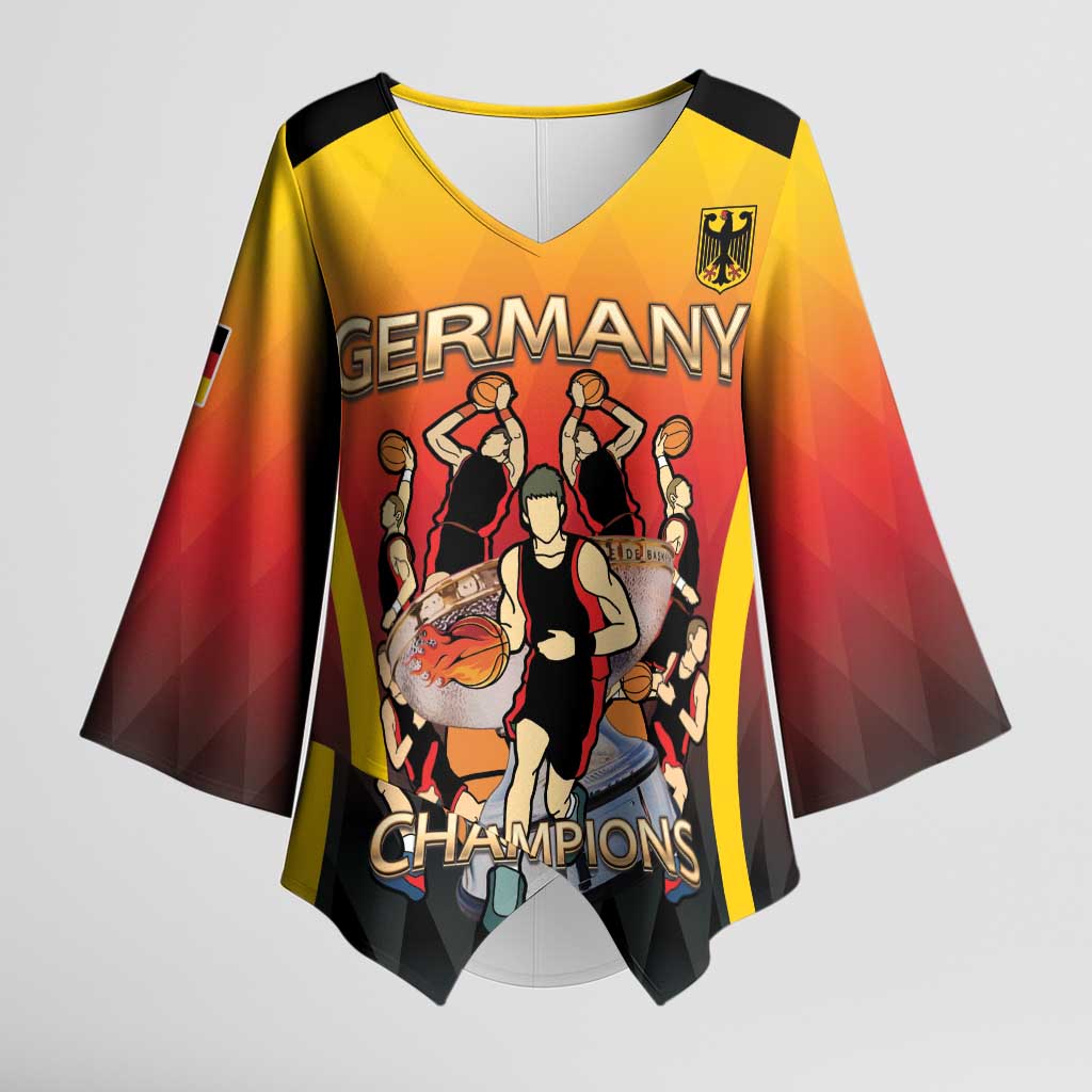 Custom Germany Basketball Kimono Sleeve Blouse European Champions 2025 - Wonder Print Shop