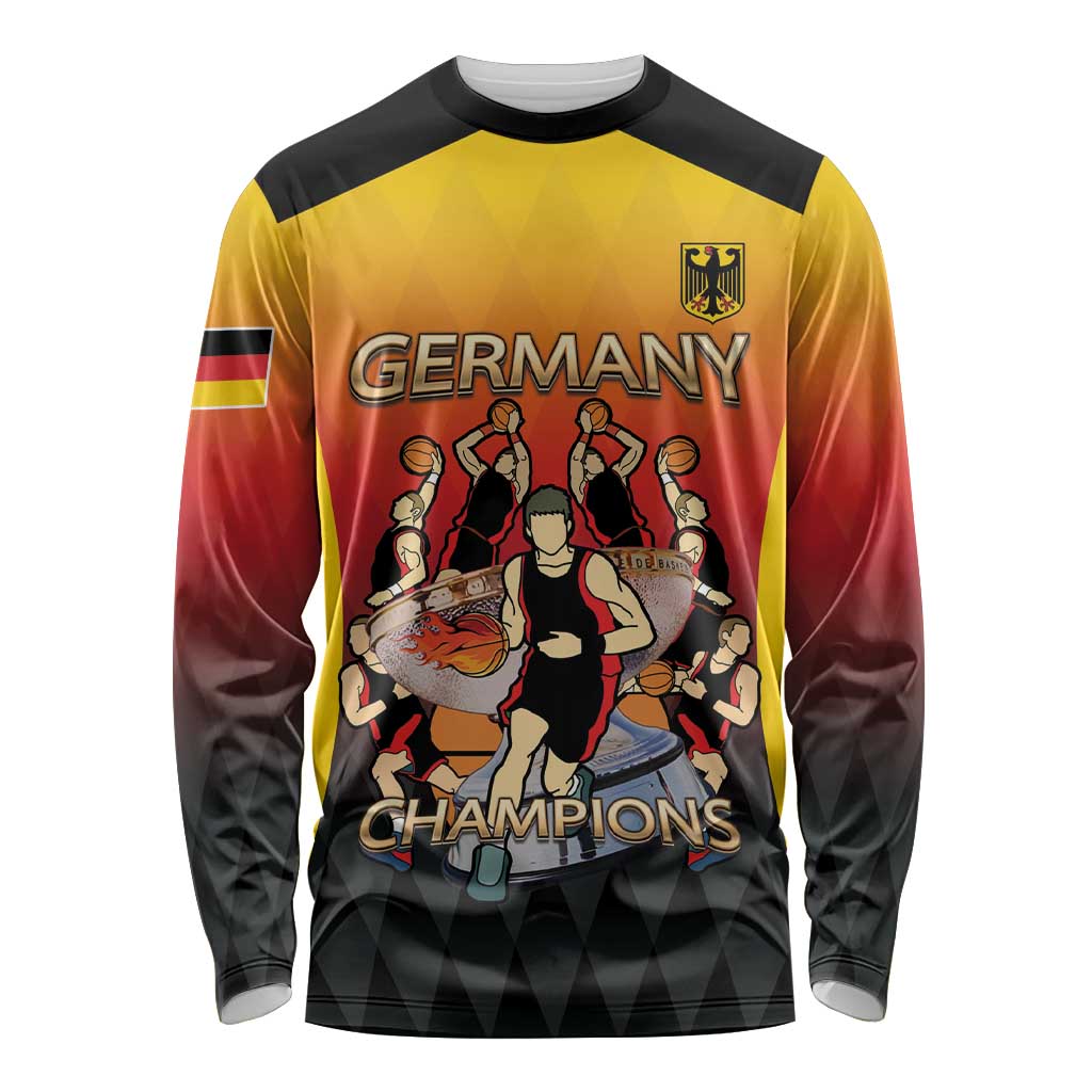 Custom Germany Basketball Long Sleeve Shirt European Champions 2025 - Wonder Print Shop