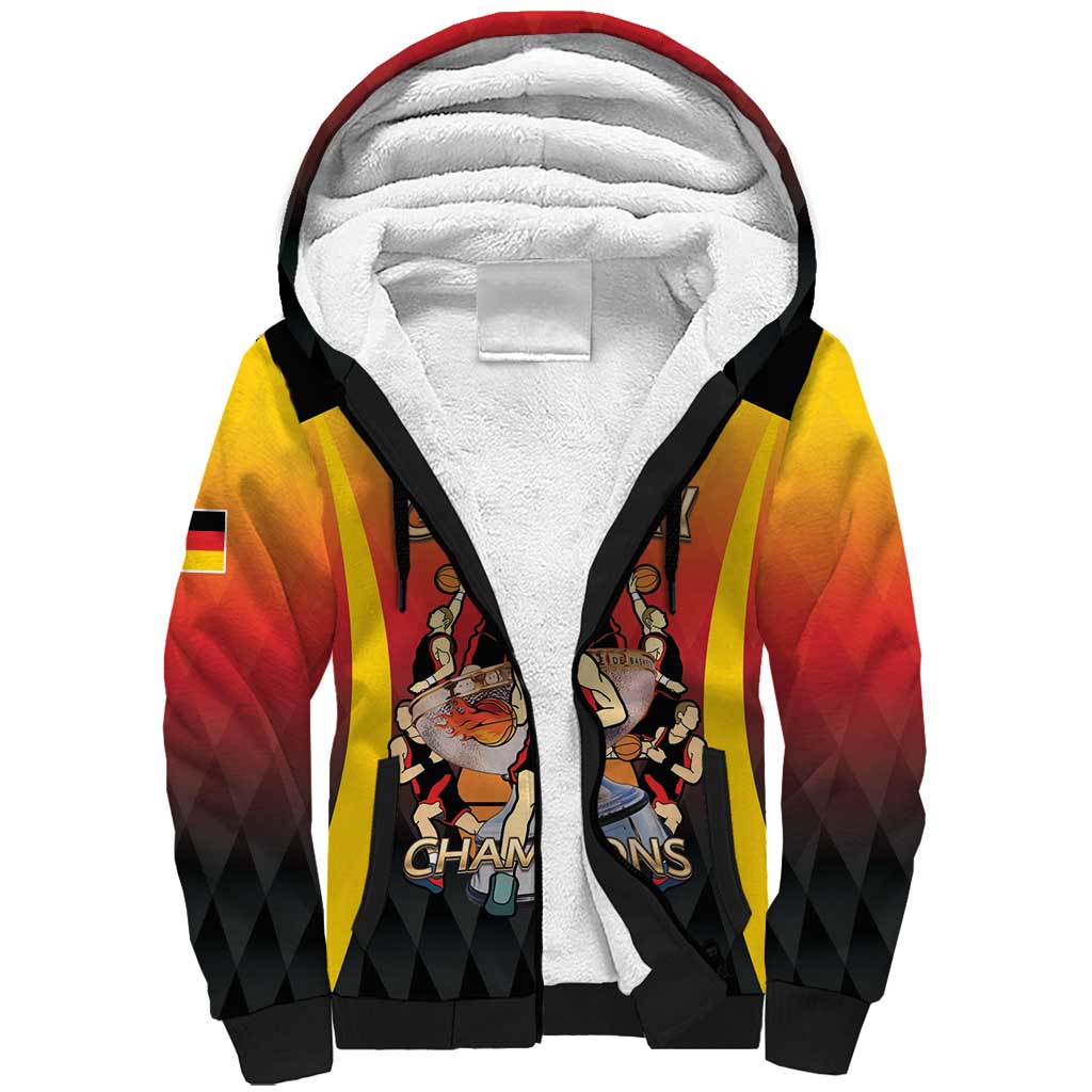 Custom Germany Basketball Sherpa Hoodie European Champions 2025 - Wonder Print Shop