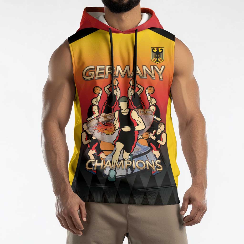 Custom Germany Basketball Sleeveless Hoodie European Champions 2025 - Wonder Print Shop