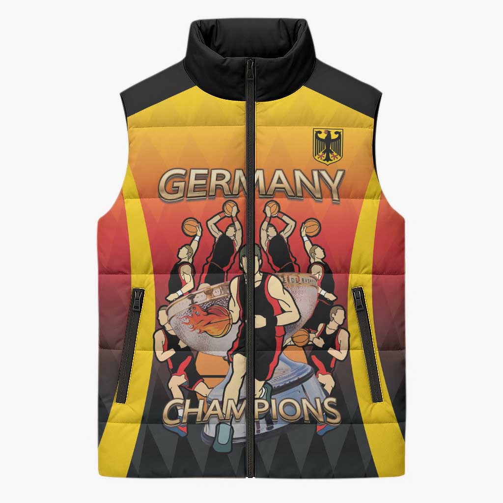 Custom Germany Basketball Sleeveless Puffer Jacket European Champions 2025 - Wonder Print Shop