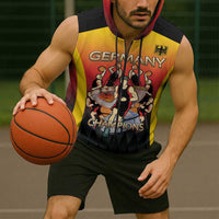 Custom Germany Basketball Sleeveless Zip Hoodie European Champions 2025 - Wonder Print Shop