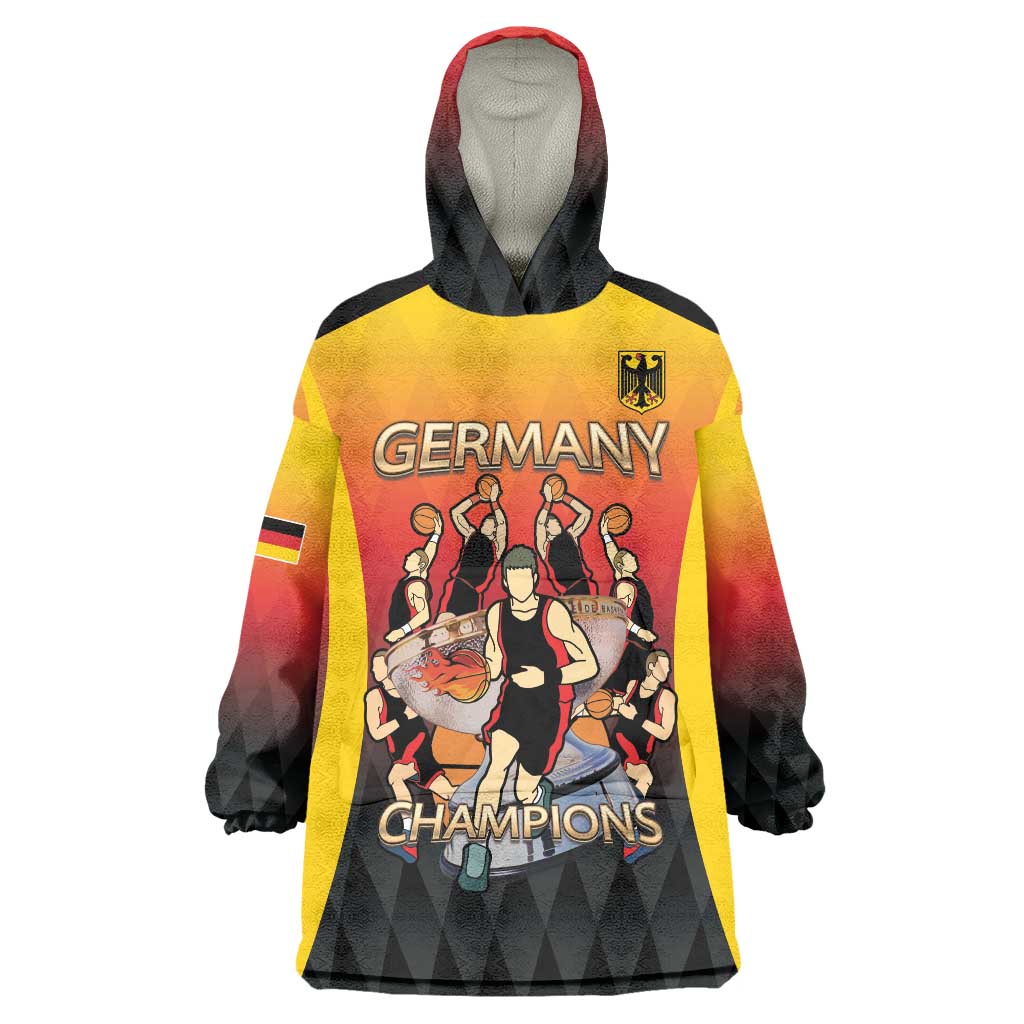 Custom Germany Basketball Wearable Blanket Hoodie European Champions 2025 - Wonder Print Shop