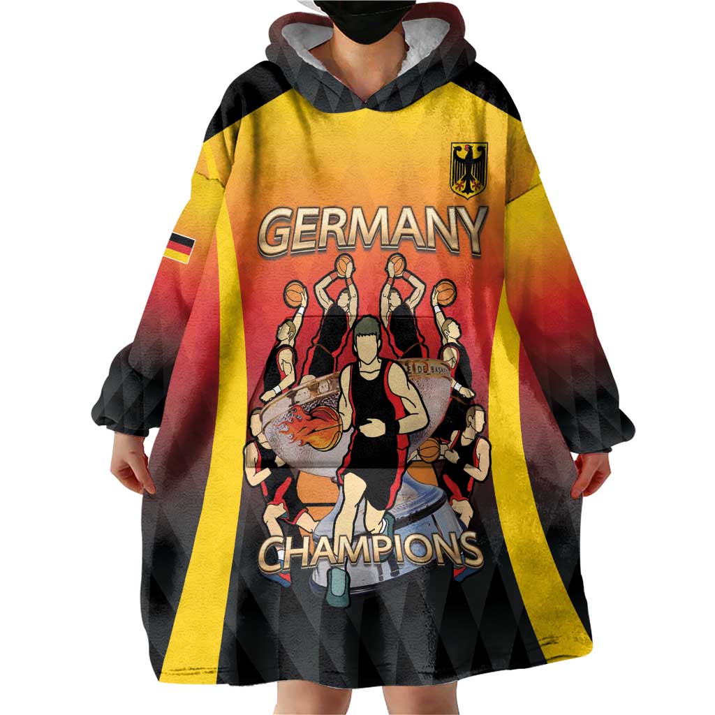 Custom Germany Basketball Wearable Blanket Hoodie European Champions 2025 - Wonder Print Shop