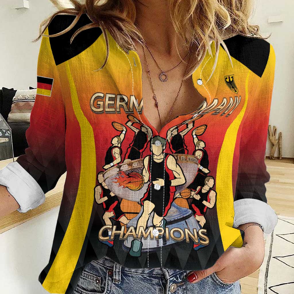 Custom Germany Basketball Women Casual Shirt European Champions 2025 - Wonder Print Shop