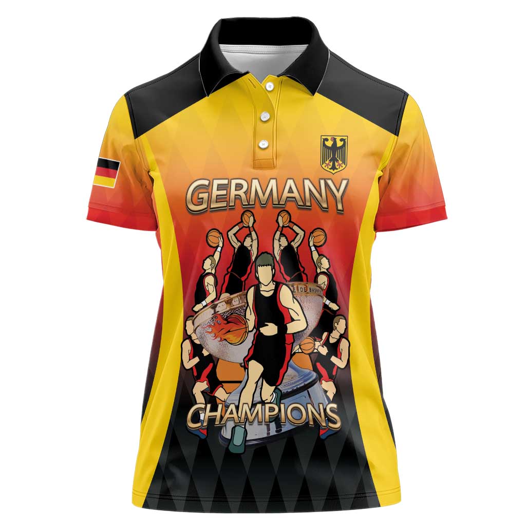 Custom Germany Basketball Women Polo Shirt European Champions 2025 - Wonder Print Shop