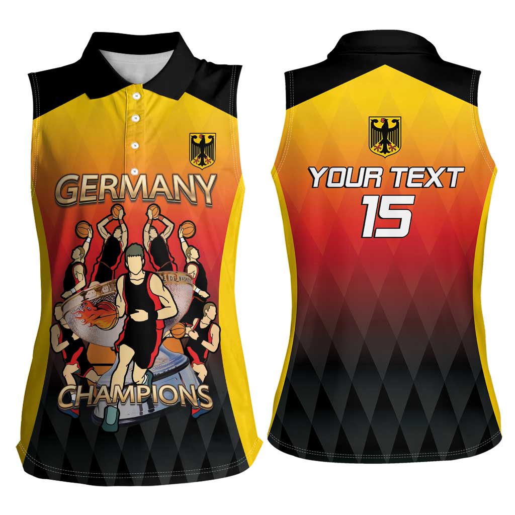 Custom Germany Basketball Women Sleeveless Polo Shirt European Champions 2025 - Wonder Print Shop
