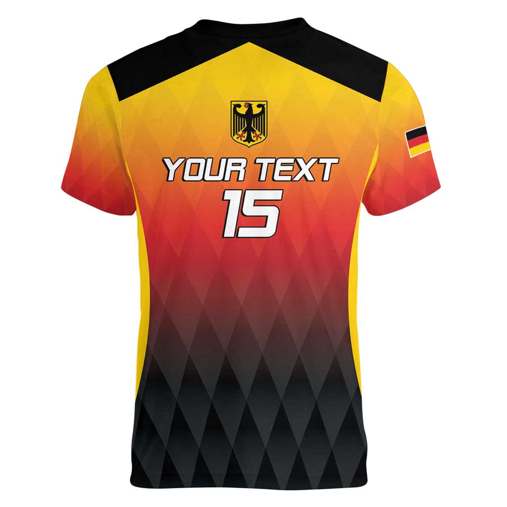 Custom Germany Basketball Women V-Neck T-Shirt European Champions 2025 - Wonder Print Shop