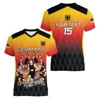 Custom Germany Basketball Women V-Neck T-Shirt European Champions 2025 - Wonder Print Shop