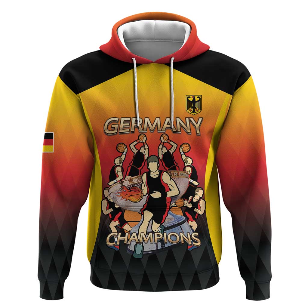 Custom Germany Basketball Zip Hoodie European Champions 2025 - Wonder Print Shop