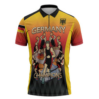 Custom Germany Basketball Zipper Polo Shirt European Champions 2025 - Wonder Print Shop