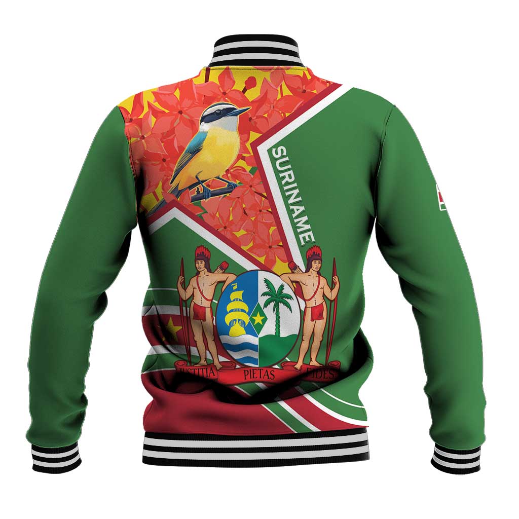 Suriname Independence Day Baseball Jacket Coat Of Arms With Lesser Kiskadee - Wonder Print Shop
