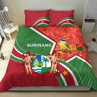 Suriname Independence Day Bedding Set Coat Of Arms With Lesser Kiskadee - Wonder Print Shop