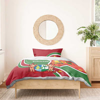 Suriname Independence Day Bedding Set Coat Of Arms With Lesser Kiskadee - Wonder Print Shop