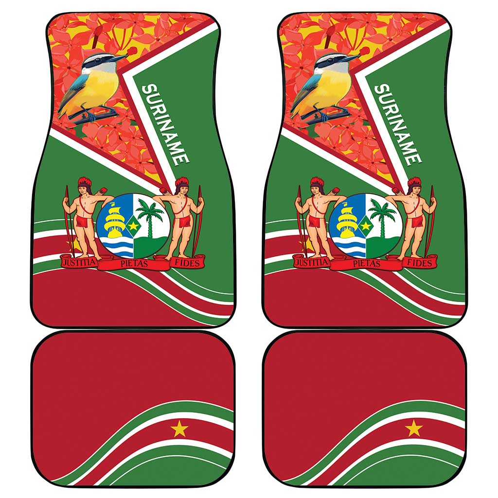 Suriname Independence Day Car Mats Coat Of Arms With Lesser Kiskadee - Wonder Print Shop